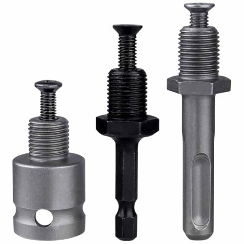 UPTODATETOOLS Up to Date Products & Tools 3 Pcs 1/2-20 UNF Mount Thread Drill Chuck Shank Adapter Set, SDS-Plus Shank for Rotary Hammer Drill | 1/4" Hex Shank for Impact Driver | 1/2" Drive Female Adapter for Air - Image 1