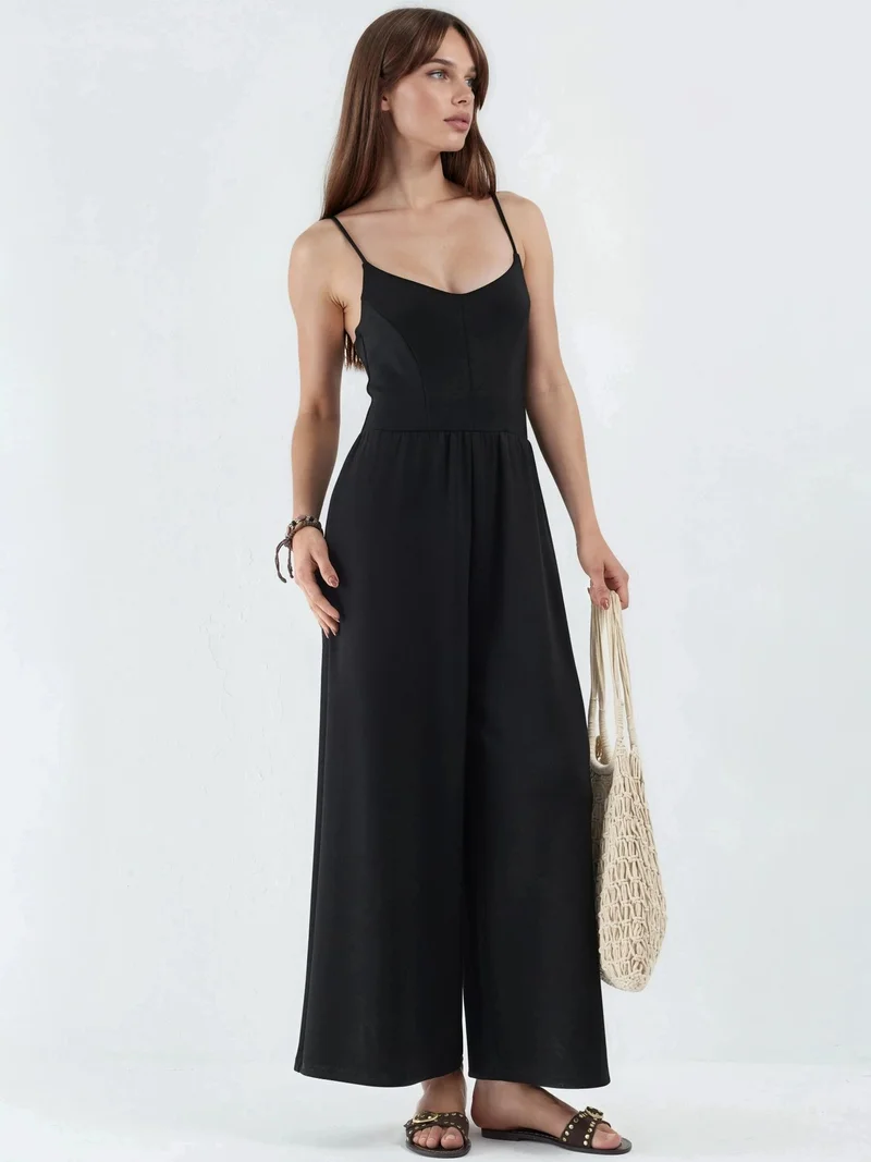 هيكاب Modal Touch V-Neck Long Knit Jumpsuit