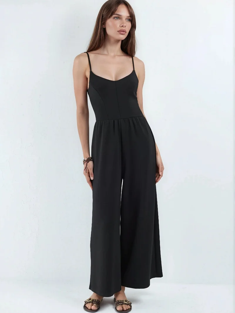 هيكاب Modal Touch V-Neck Long Knit Jumpsuit