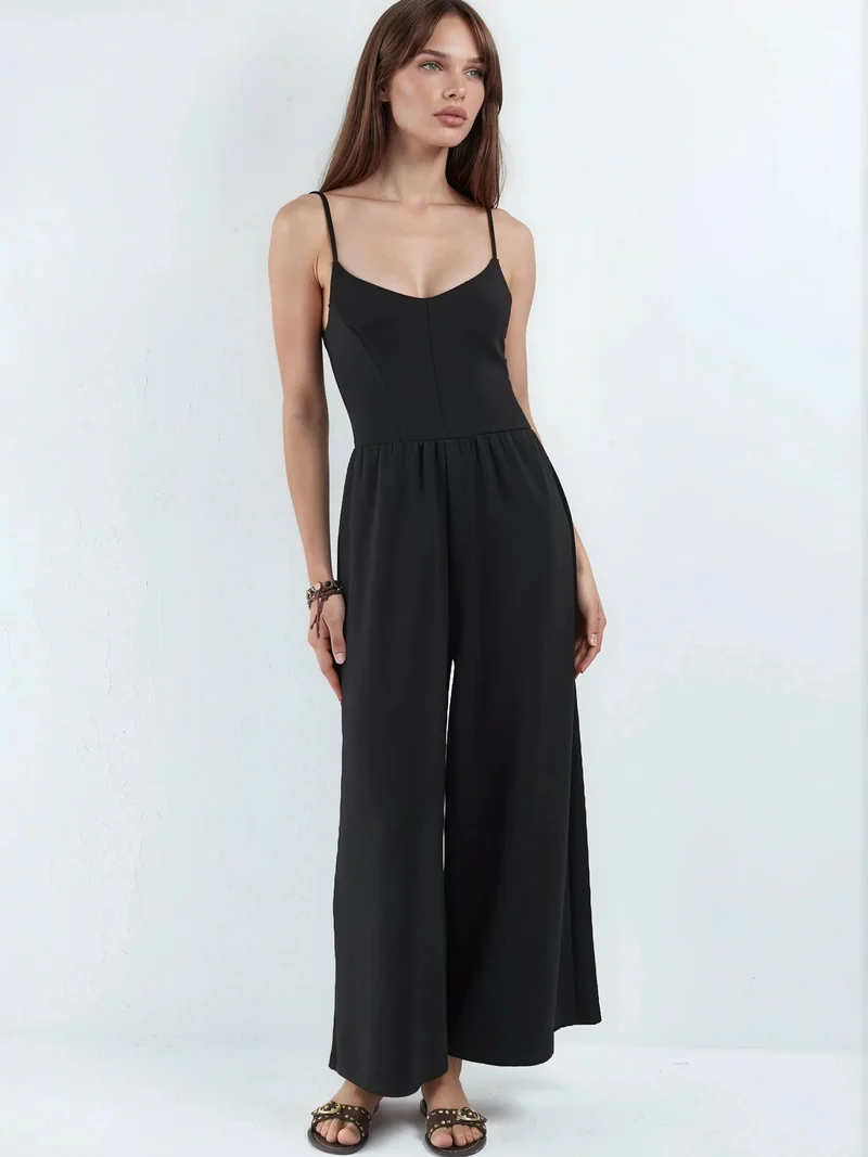هيكاب Modal Touch V-Neck Long Knit Jumpsuit