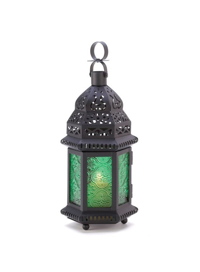 Accent Plus Green Glass Moroccan Lantern - Image 1