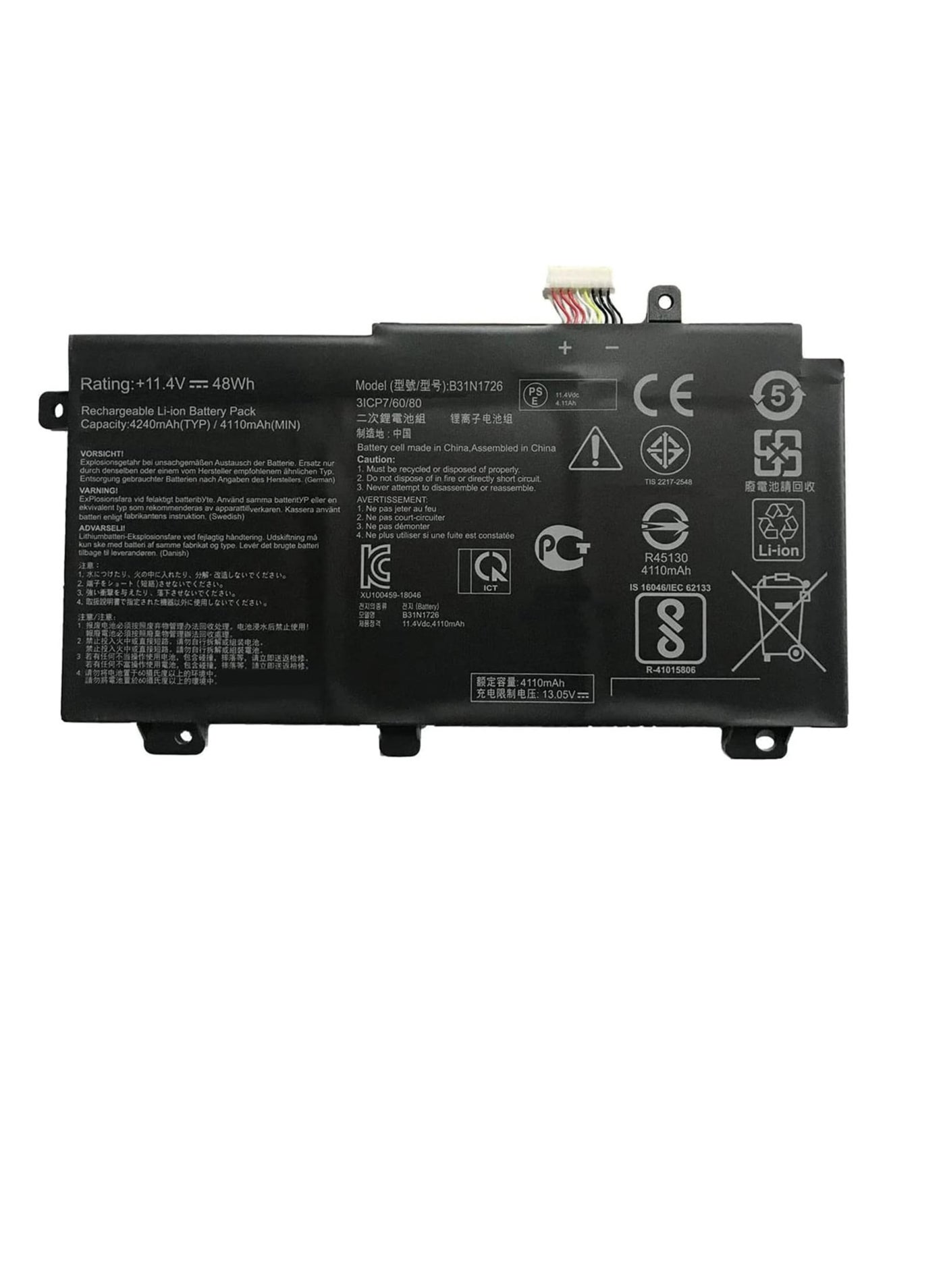 Zexen B31N1726 Replacement Laptop Battery Compatible for Asus B31N1726 0B200-02910000 FX504 FX505 FX80 FX86 TUF Gaming FX504 11.4V 48Wh 4240mAh
