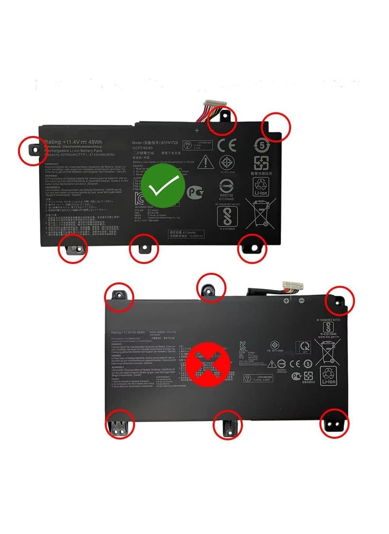 زيكسين بطارية بديلة للكمبيوتر المحمول B31N1726 متوافقة مع Asus B31N1726 0B200-02910000 FX504 FX505 FX80 FX86 TUF Gaming FX504 11.4V 48Wh 4240mAh  - Image 3