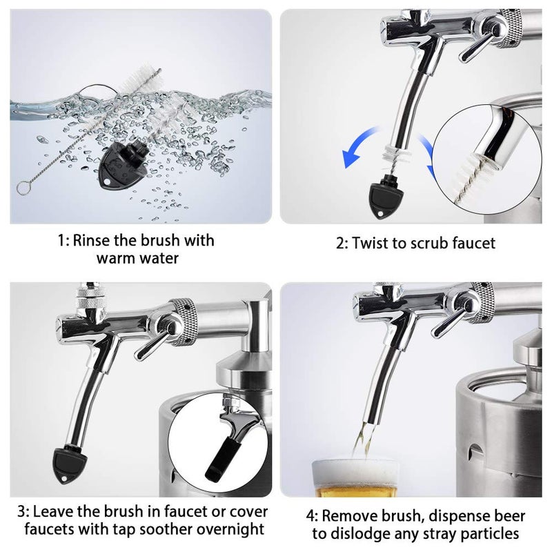 MRbrew Beer Faucet Cap & Plug Covers 15 Pack Beer Tap Cap Plug Brush, Draft Beer Faucet Rubber Soother Sanitary Covers, Cleaning Brush Cleaning Tap Kit for Kegerator Draft Beer Faucet (6+6+3) - Image 5
