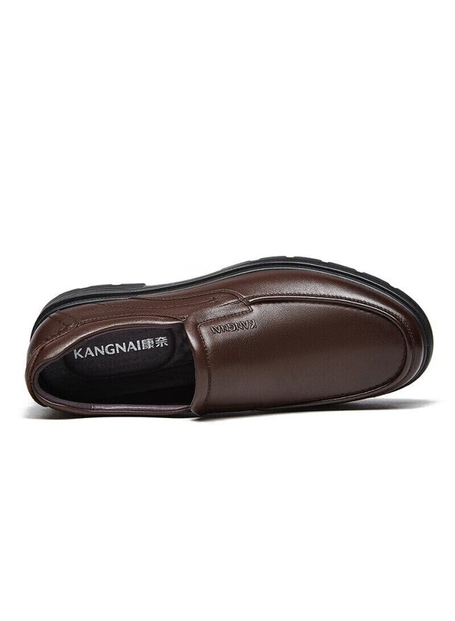 Connell Kangnai Men's Top-grain Leather Business Casual Slip-on Shoes, Genuine Leather Loafers For Office, Brown, Size 41 - Image 5