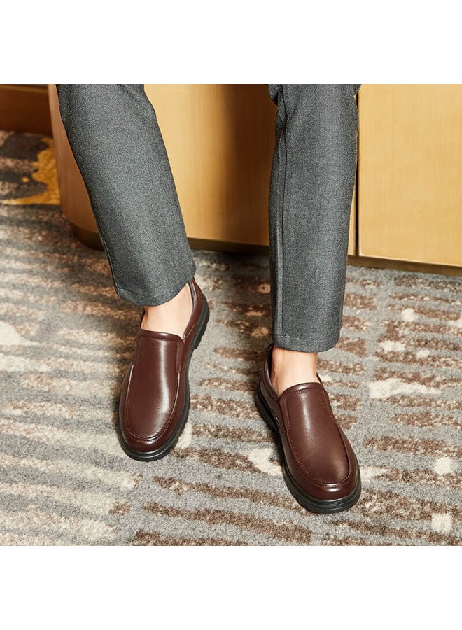 Connell Kangnai Men's Top-grain Leather Business Casual Slip-on Shoes, Genuine Leather Loafers For Office, Brown, Size 41 - Image 2