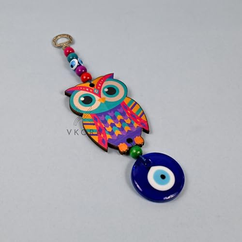 VKORA Multi Colored Owl Shaped Blue Glass Evil Eye Hanging for Car Home & Office Decor - Image 5