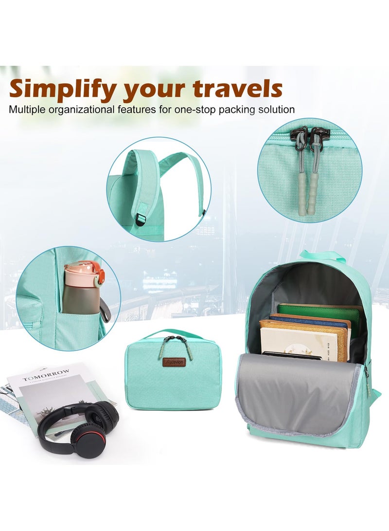 Aklsvion Hard Shell Lightweight Luggage Checked Bag ABS+PC Spinner Wheels Trolley Luggage Travel Bag 20’’ Mint Green - Image 4