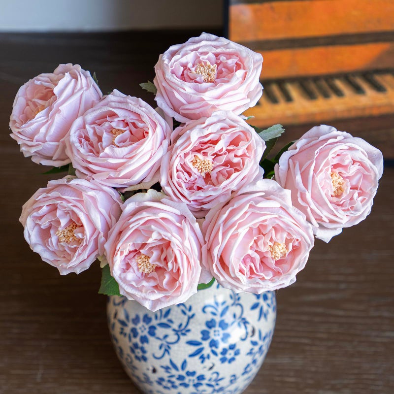 DUYONE Fake Flowers for Decoration Home Decor Artificial Flowers Austin Rose Peony Latex Fake Flower Living Room Decoration Vivid Pink Roses Peonies (Light Pink 4pcs) - Image 1