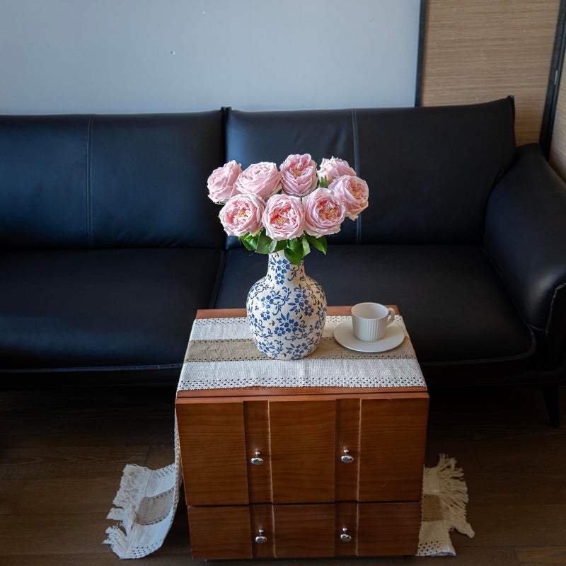 DUYONE Fake Flowers for Decoration Home Decor Artificial Flowers Austin Rose Peony Latex Fake Flower Living Room Decoration Vivid Pink Roses Peonies (Light Pink 4pcs) - Image 4