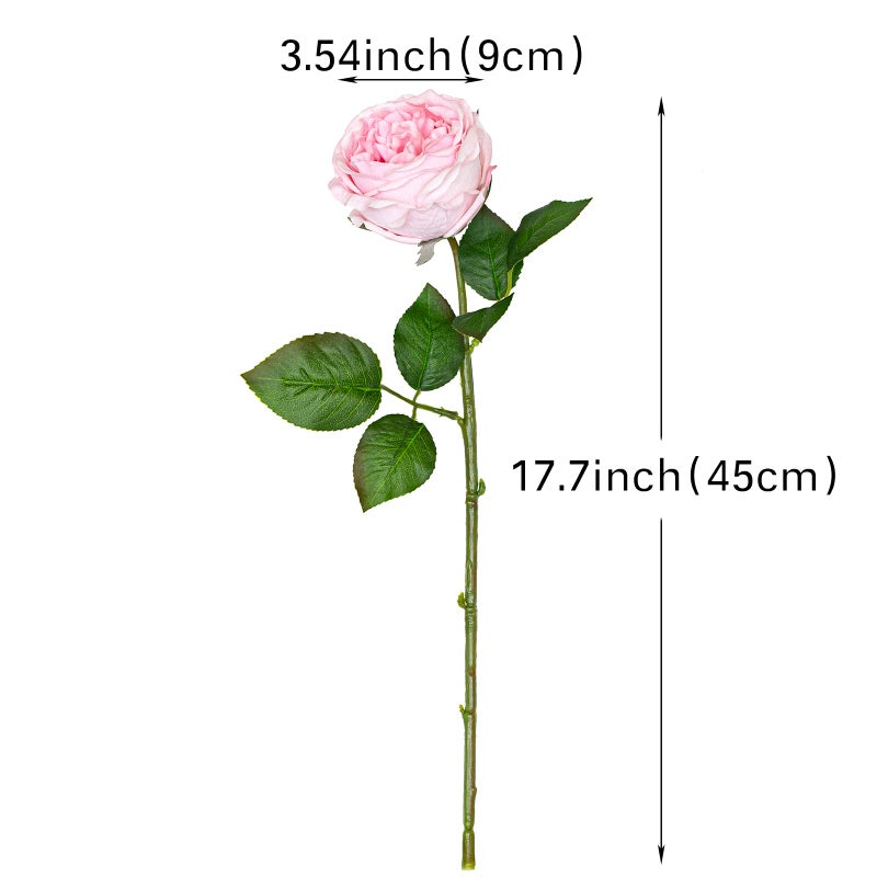 DUYONE Fake Flowers for Decoration Home Decor Artificial Flowers Austin Rose Peony Latex Fake Flower Living Room Decoration Vivid Pink Roses Peonies (Light Pink 4pcs) - Image 2