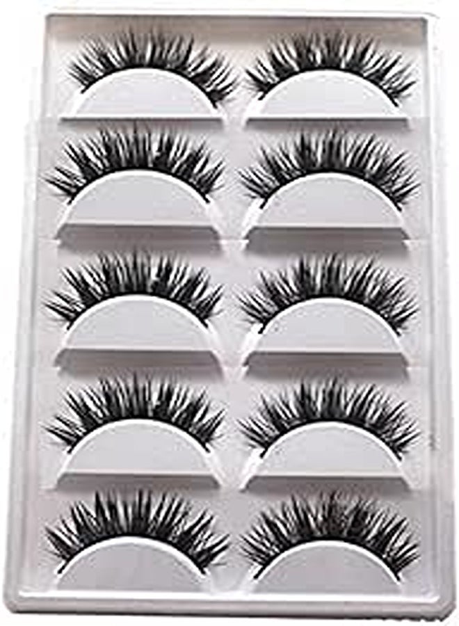 Natural 3D Handmade Cross Long Thick Extensions False Eyelashes (5 Pairs)