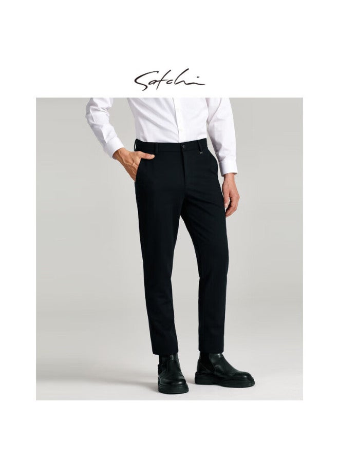 Satchi Satchi Men's Double-sided Brushed Warmth Constant Temperature Casual Pants Men's Business Straight Pants Men's Autumn And Winter Collection Navy Blue 33 - Image 3
