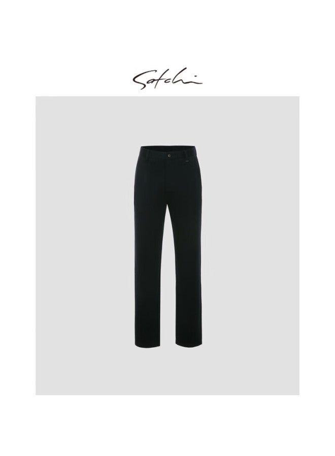 Satchi Satchi Men's Double-sided Brushed Warmth Constant Temperature Casual Pants Men's Business Straight Pants Men's Autumn And Winter Collection Navy Blue 33 - Image 5