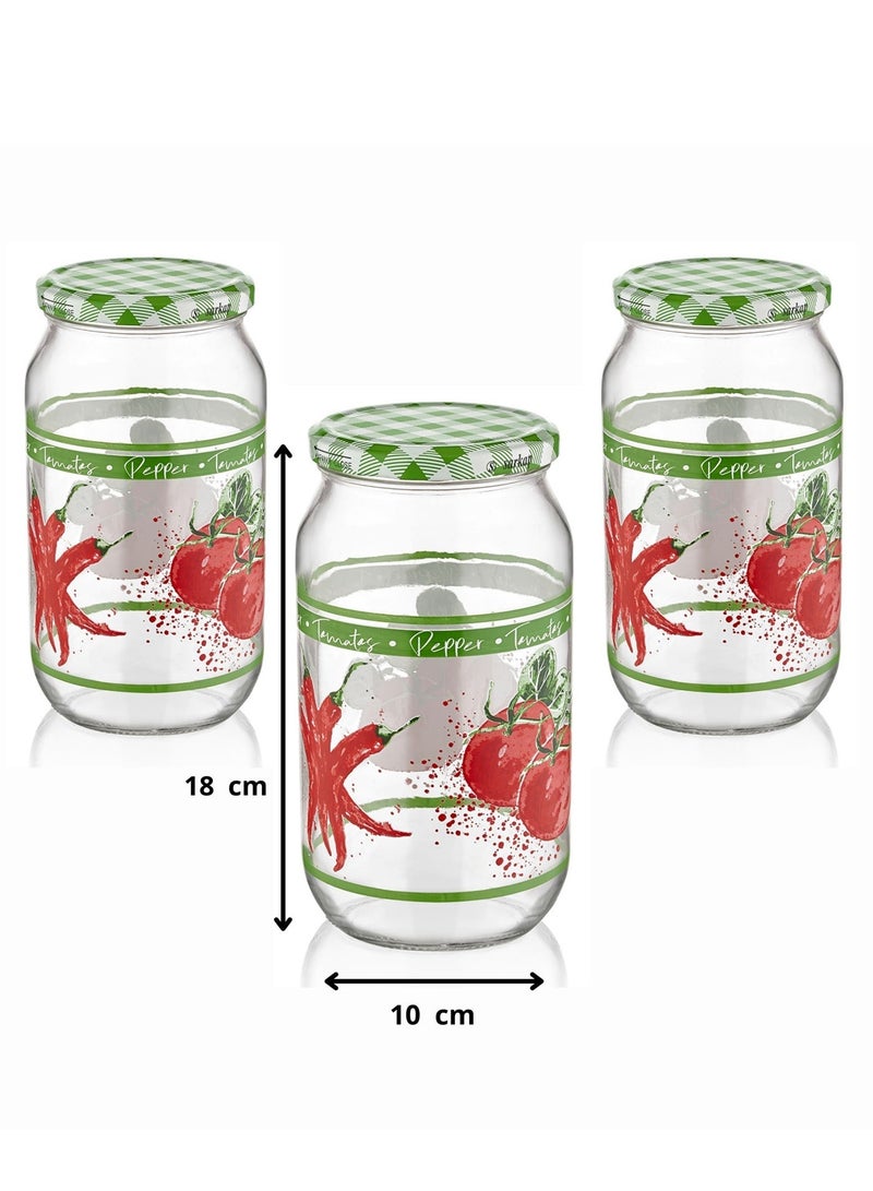 كلوكس طقم مرطبان زجاج صغير غطاء معدن 3 حبة 18X10 سم لتخزين وتنظيم التوابل والبهارات في المطبخ - Image 3