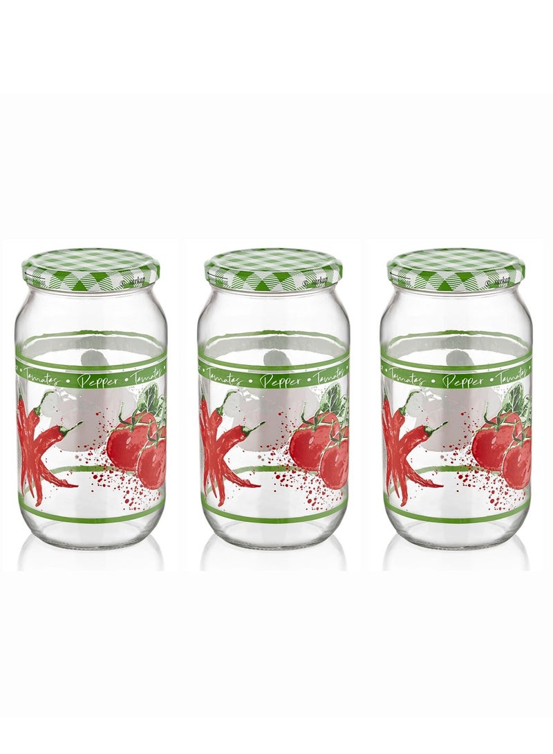 كلوكس طقم مرطبان زجاج صغير غطاء معدن 3 حبة 18X10 سم لتخزين وتنظيم التوابل والبهارات في المطبخ - Image 4