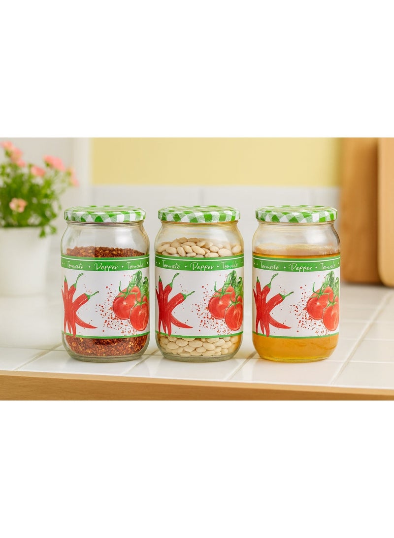 كلوكس طقم مرطبان زجاج صغير غطاء معدن 3 حبة 18X10 سم لتخزين وتنظيم التوابل والبهارات في المطبخ - Image 2