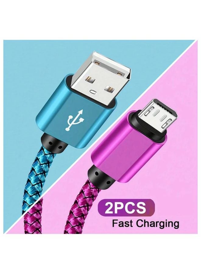 Rose Red 2 Packs 40W Micro USB Charger Cable Nylon Braided 78 74 Inch for Android Phones Samsung LG Sony - Image 1