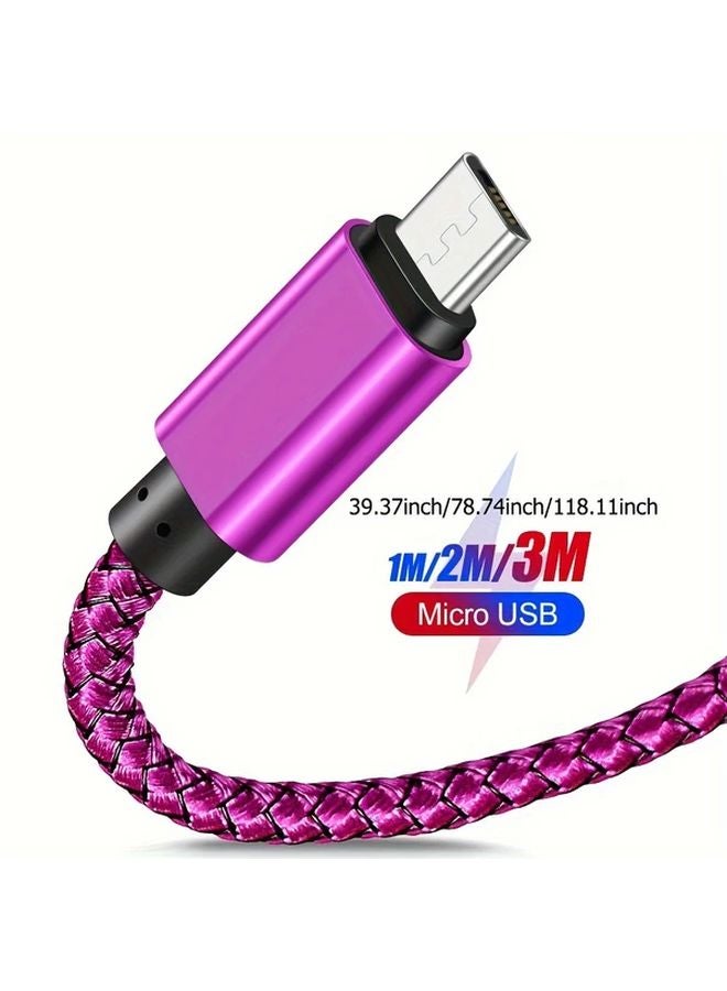 Rose Red 2 Packs 40W Micro USB Charger Cable Nylon Braided 78 74 Inch for Android Phones Samsung LG Sony - Image 2