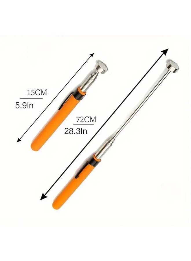 Orange Magnetic Pickup Tool Extendable Stainless Steel Rod 8lb Capacity Ergonomic Grip - Image 3