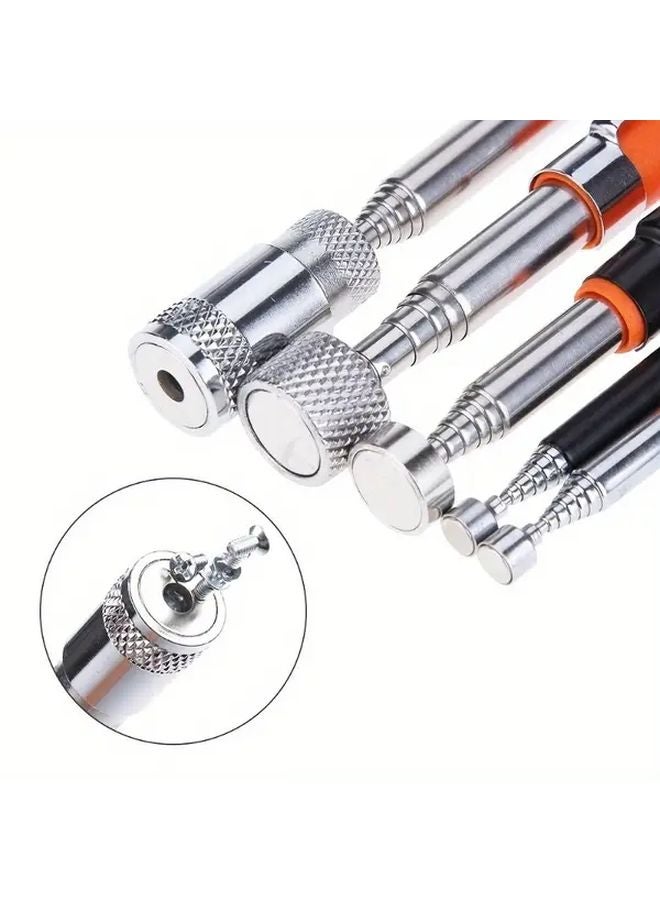 Orange Magnetic Pickup Tool Extendable Stainless Steel Rod 8lb Capacity Ergonomic Grip - Image 4