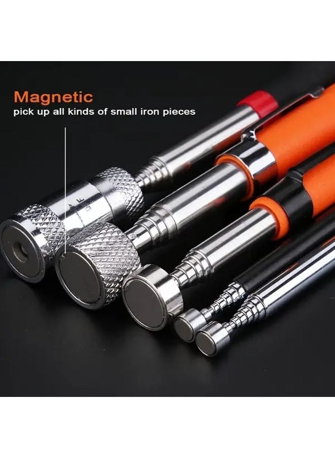Orange Magnetic Pickup Tool Extendable Stainless Steel Rod 8lb Capacity Ergonomic Grip - Image 2