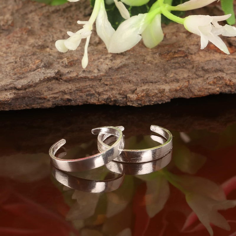 silver chest 925 Sterling Silver Toe Rings For Women - Plain Toe Ring Silver For Girls -Set Of 2 Bichiya - Image 1