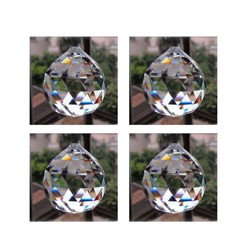 eshoppee Glass Sun Catcher Positive Energy Reiki Feng Shui Lamp Prism Rainbow Crystal Ball, 40 mm-4 Pieces - Image 1