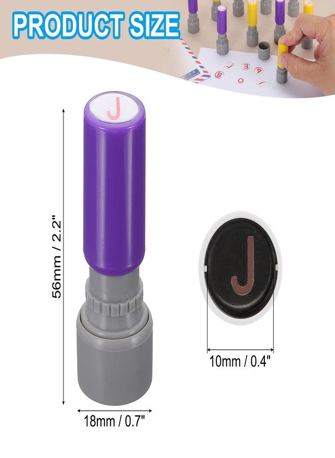 PATIKIL Letter Stamps Self Inking, Character J 7mm Alphabet Teacher Stamp Initial Stamp Mini Ink Stamp with Refill Ink for Class Notebook Scrapbooking DIY Craft, Purple Shell - Image 2