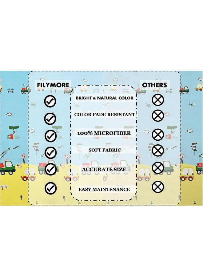 Filymore Kids bedsheets for Double Bed Made with Microfiber 240 TC Wrinkle Free Soft | Car bedsheet for Kids Queen Size (90x90 Inches/Boys Girls Room)(SkyBlue) - Image 5