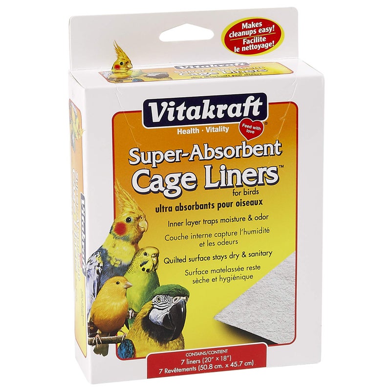 Vitakraft Cage Liners for Birds - For Parrot, Parakeet, Conure, and Cockatiel Cages White 20" X 18" 7 Count, Premium Absorbent Liner - Image 1