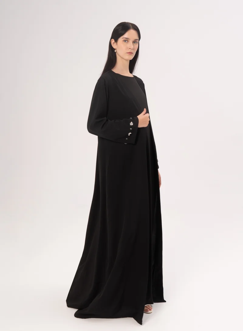 Hadiyath Al Madinah Black Open Abaya - HM