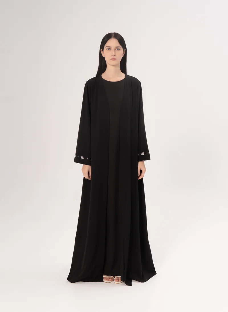 Hadiyath Al Madinah Black Open Abaya - HM