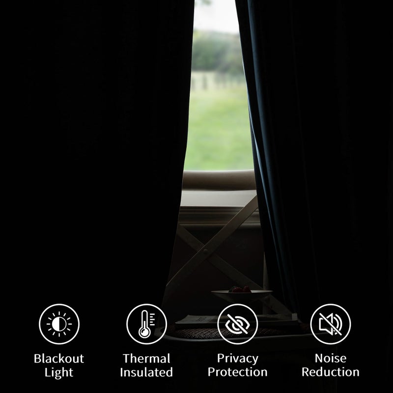 FMFUNCTEX Velvet Blackout Curtains Blue Thermal Insulated Curtains for Bedroom Living Room Darkening Curtains 84 Inches Long Soft Luxury Heavy Rod Pocket Slate Blue Drapes Dining Room 2 Panels Set - Image 5
