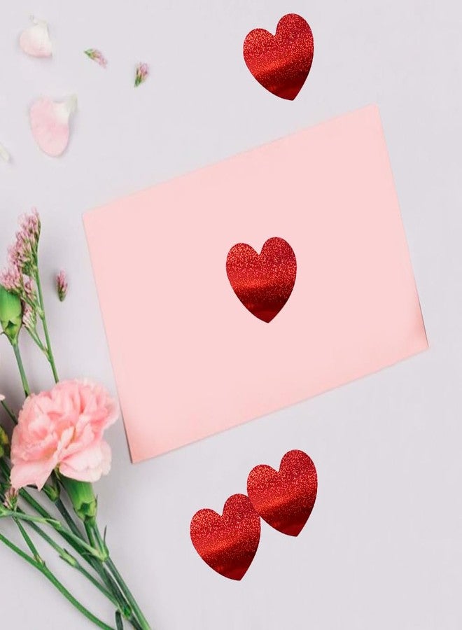 Hrnsnails 500Pcs Valentines Stickers Roll - Laser Heart Shape Self-Adhesive Sealing Stickers, Sparkly Waterproof Decals for Valentines Party Envelope Scrapbook Decor（Red） - Image 3