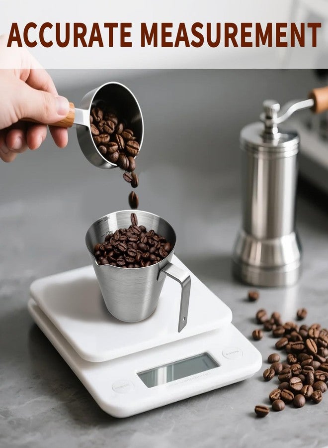 MCSDFN Espresso Cups with Handle, Stainless Steel Espresso Measuring Cups with V-Shaped Spout Coffee Shot Cup with Scale, 3.4oz/100ml (Silver) - Image 3