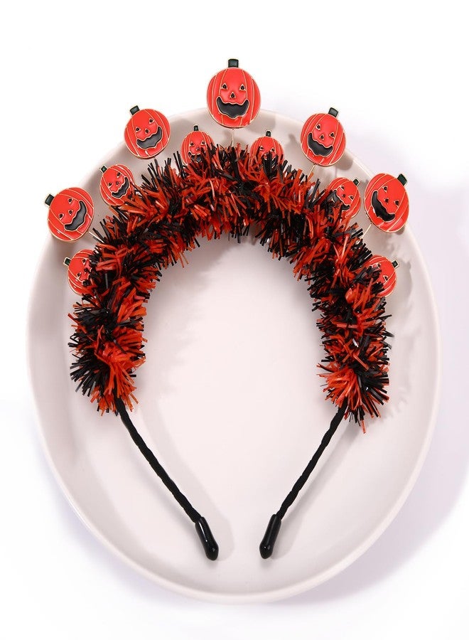 بودرير طوق رأس هالوين للنساء، مزين بالترتر اللامع على شكل يقطينة، طوق رأس على شكل تاج، طوق شعر، زي تنكري للهالوين، إكسسوارات حفلات تنكرية، هدايا - Image 2