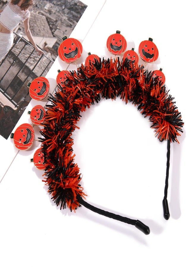 بودرير طوق رأس هالوين للنساء، مزين بالترتر اللامع على شكل يقطينة، طوق رأس على شكل تاج، طوق شعر، زي تنكري للهالوين، إكسسوارات حفلات تنكرية، هدايا - Image 4