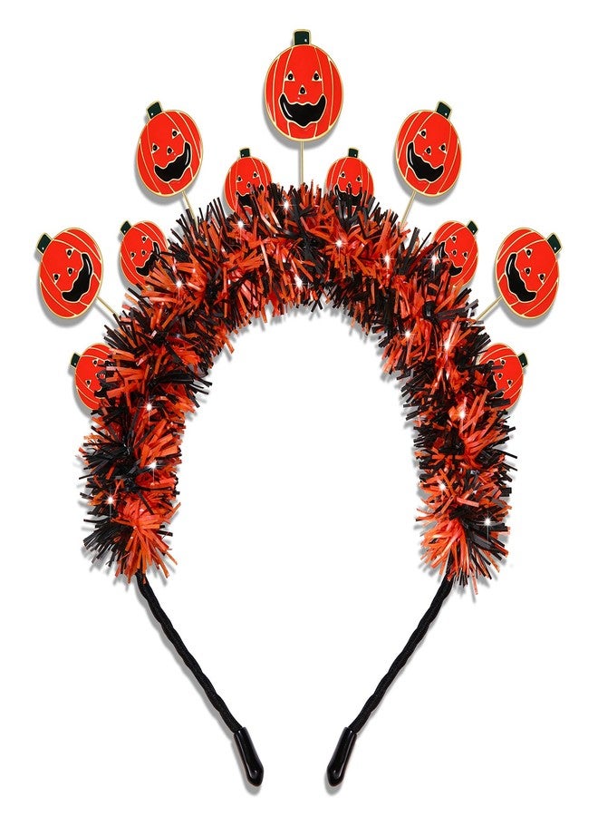 بودرير طوق رأس هالوين للنساء، مزين بالترتر اللامع على شكل يقطينة، طوق رأس على شكل تاج، طوق شعر، زي تنكري للهالوين، إكسسوارات حفلات تنكرية، هدايا - Image 1