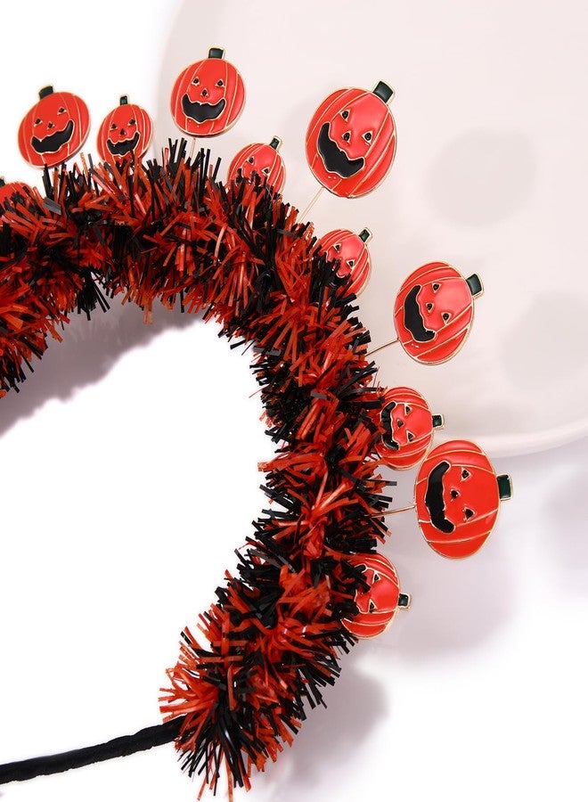 بودرير طوق رأس هالوين للنساء، مزين بالترتر اللامع على شكل يقطينة، طوق رأس على شكل تاج، طوق شعر، زي تنكري للهالوين، إكسسوارات حفلات تنكرية، هدايا - Image 3