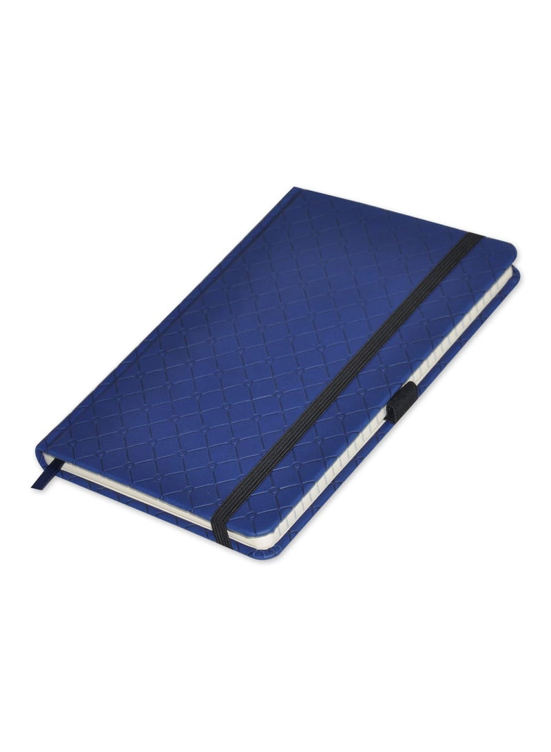 FIS Executive Notebook, Size 13x21CM, 96 Sheets Single Line With Elastic PU Window Blue Design 2 -FSNBEX13X21BLD2 - Image 1