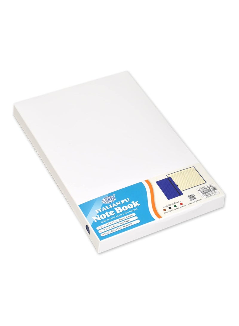 FIS Executive Notebook, Size 13x21CM, 96 Sheets Single Line With Elastic PU Window Blue Design 2 -FSNBEX13X21BLD2 - Image 3