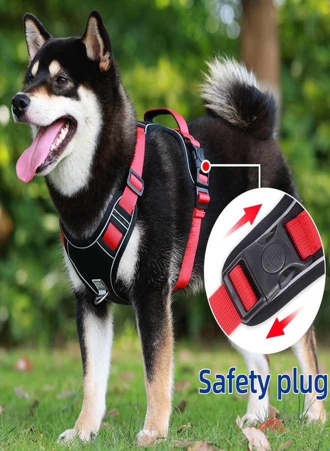Berlin's PET ACCESSORIES Nylon Dog Harness, No-Pull Dog Strap Pet Safety Belt with Control Handle, Harness for Medium&Large Dogs with Reflective Tape and 2 Connecting Rings (Black Red, XL (22.5-45)) - Image 3
