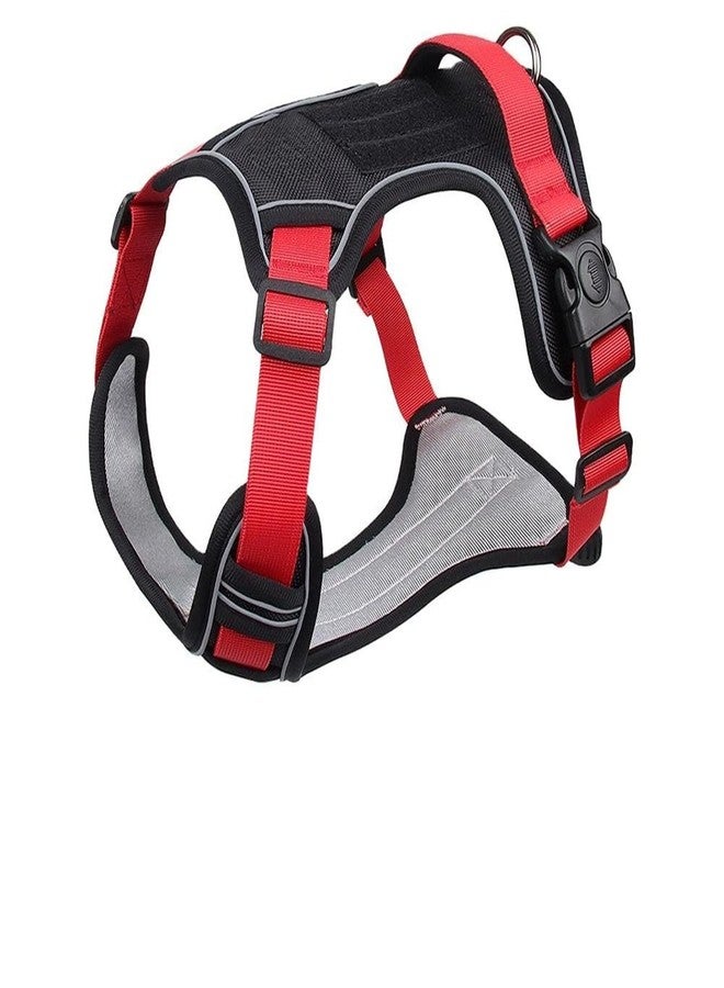 Berlin's PET ACCESSORIES Nylon Dog Harness, No-Pull Dog Strap Pet Safety Belt with Control Handle, Harness for Medium&Large Dogs with Reflective Tape and 2 Connecting Rings (Black Red, XL (22.5-45)) - Image 1