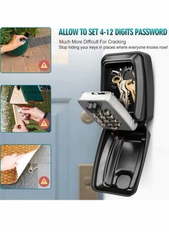 Y&D Key Safe with Password Wall Mounted, Lock Box Large Resettable 12-Digit Combination Security Weatherproof for Outdoor Indoor, Storage Home Garage Office Spare Keys (Black)  - Image 3