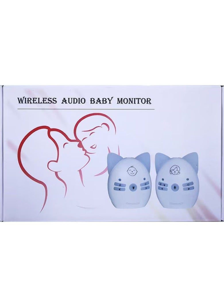 Wireless Audio Baby Monitor Two-way Talk Back Long Range Transmission VOX Mode Night Light Music Play Volume Adjustment Dual Power Supply