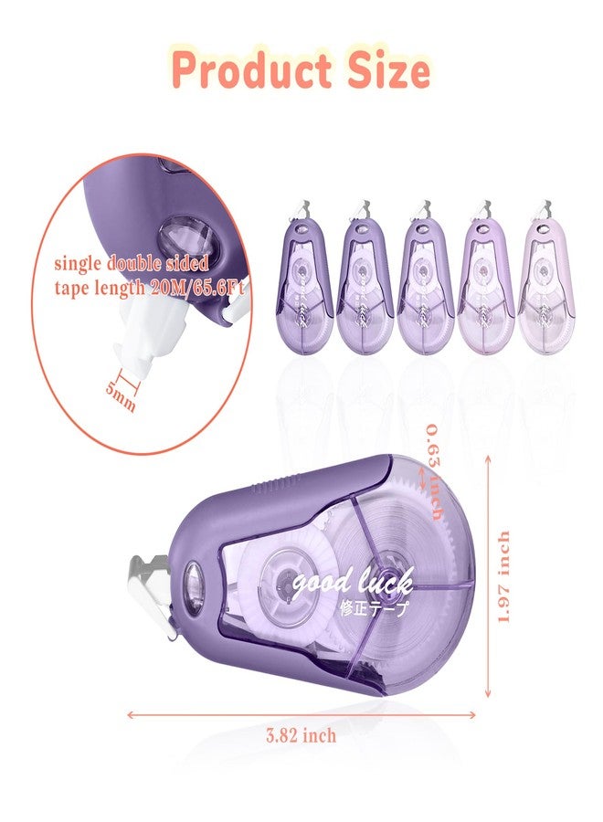 Temiary 5Pcs White Correction Tapes, Cute White Pull Out Tape for Instant Correction, Aesthetic Correction Tape for Writing, Easy to Use Applicator for School Students Office Supplies (Purple) - Image 2