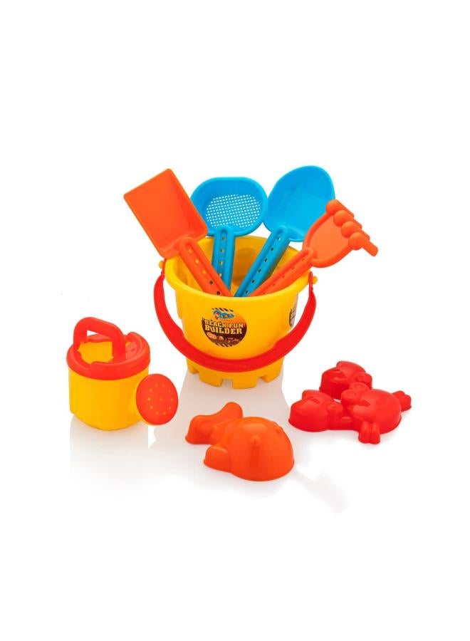 Storio Beach Sand Toys Castle Play Set with Fish, Crab Moulds for Kids & Toddlers, Useful for Gardening & Outdoor Tool Kit (JCB Construction Theme), Multicolor - Image 3