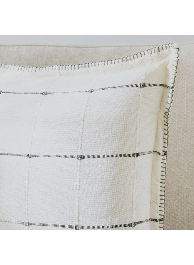 Home Box وسادة مملوءة بنمط مربعات أخضر وفيردي مع خياطة بطانية 50 × 50 سم - Image 2