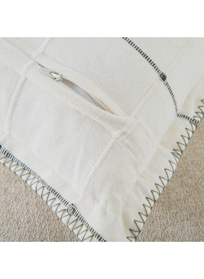 Home Box وسادة مملوءة بنمط مربعات أخضر وفيردي مع خياطة بطانية 50 × 50 سم - Image 5